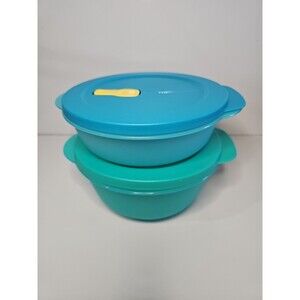 Tupperware Set of 2 Crystalwave Round Microwave Container With Spout New Display